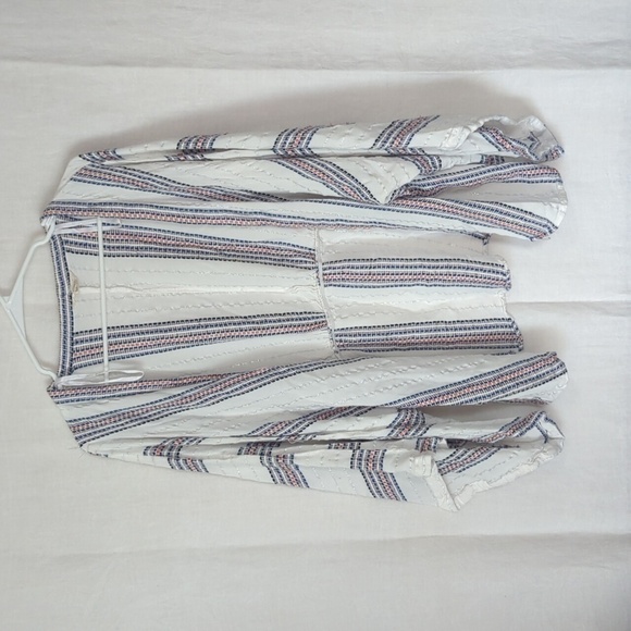 Sim & Sam White Striped Kimono Sleeve Open Front Cardigan Size L/XL - Picture 1 of 6